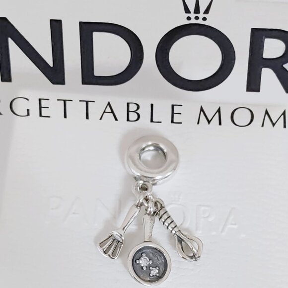 Pandora Spatula, Frying Pan & Whisk Dangle Charm - Picture 1 of 7